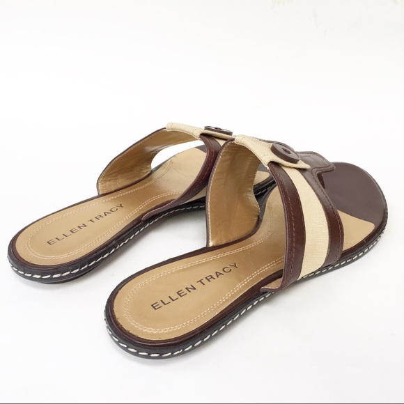 Ellen Tracy ‘Selena’ Leather Sandals w/Button 8.5M - Picture 4 of 11